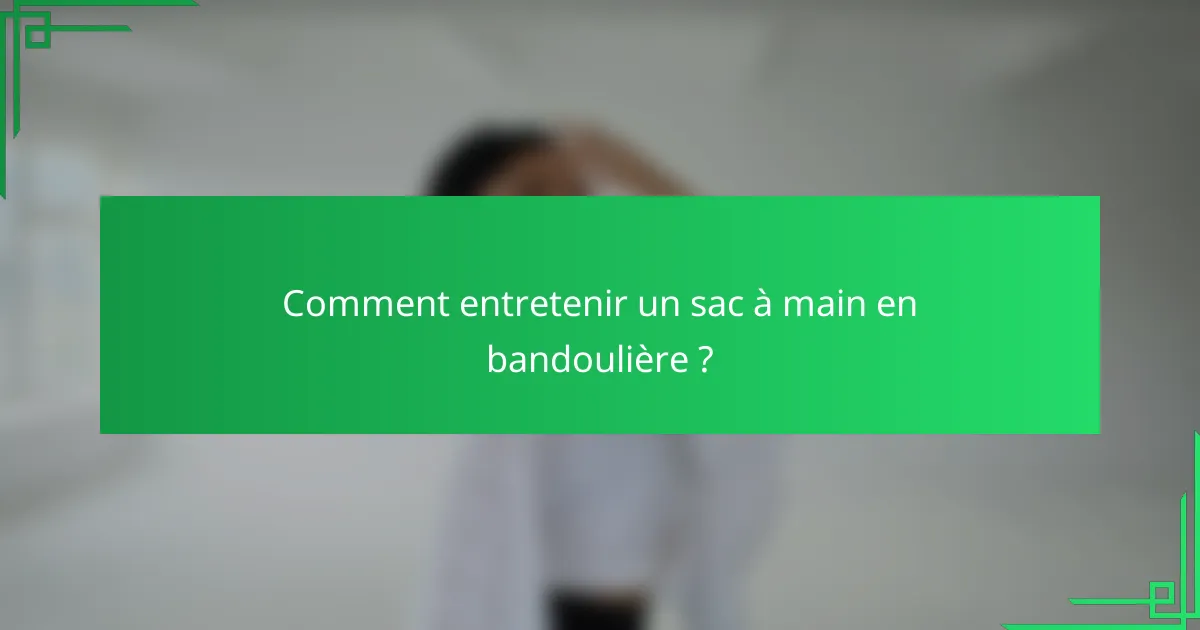 Comment entretenir un sac à main en bandoulière ?