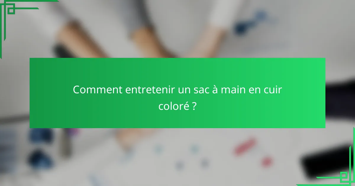 Comment entretenir un sac à main en cuir coloré ?