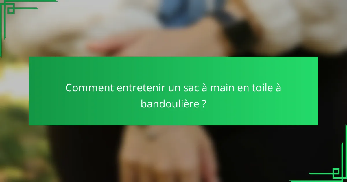Comment entretenir un sac à main en toile à bandoulière ?