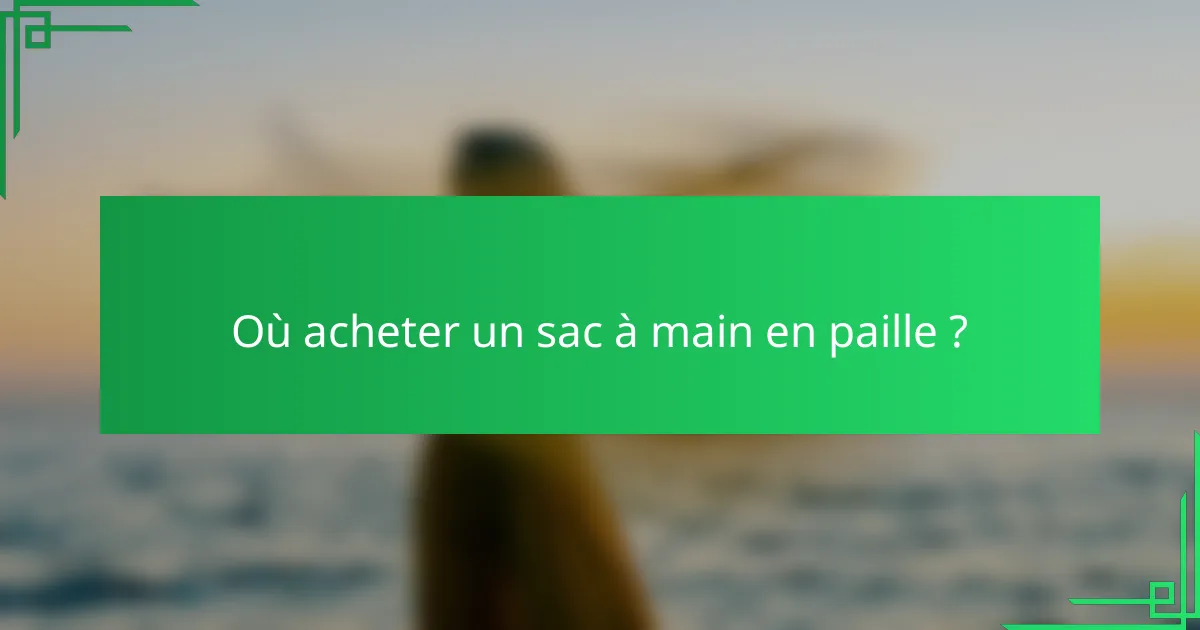Où acheter un sac à main en paille ?