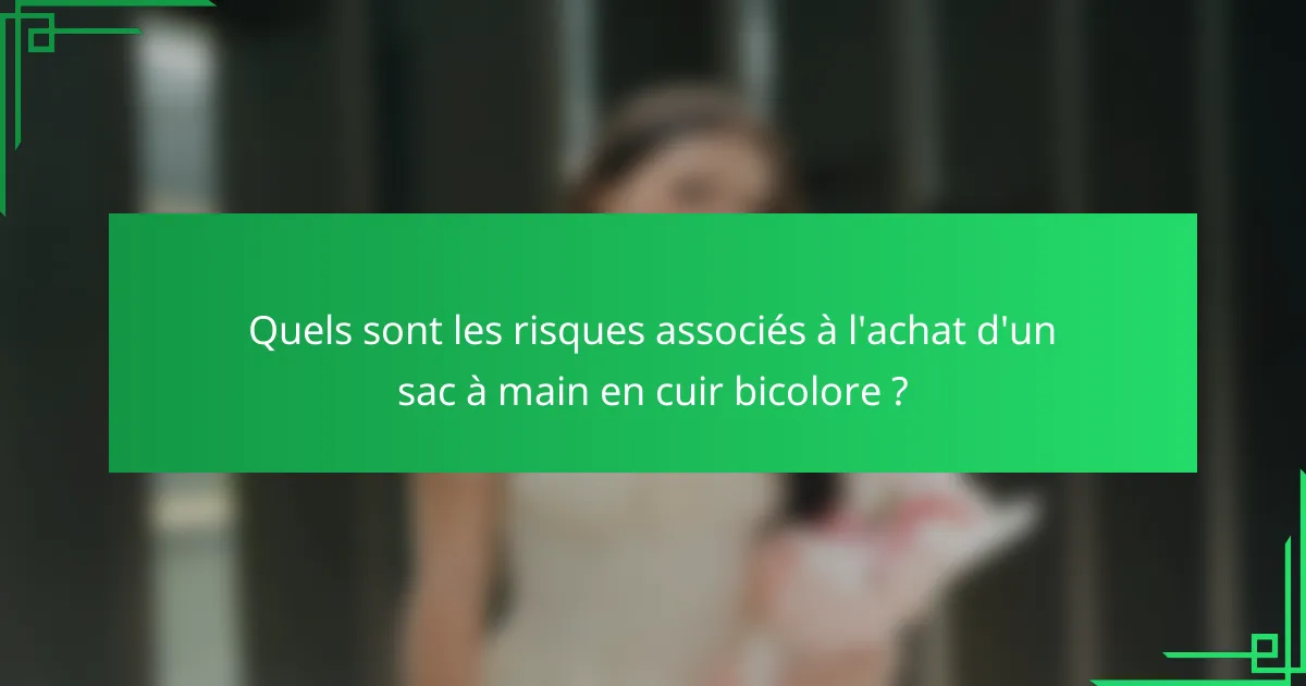 Quels sont les risques associés à l'achat d'un sac à main en cuir bicolore ?
