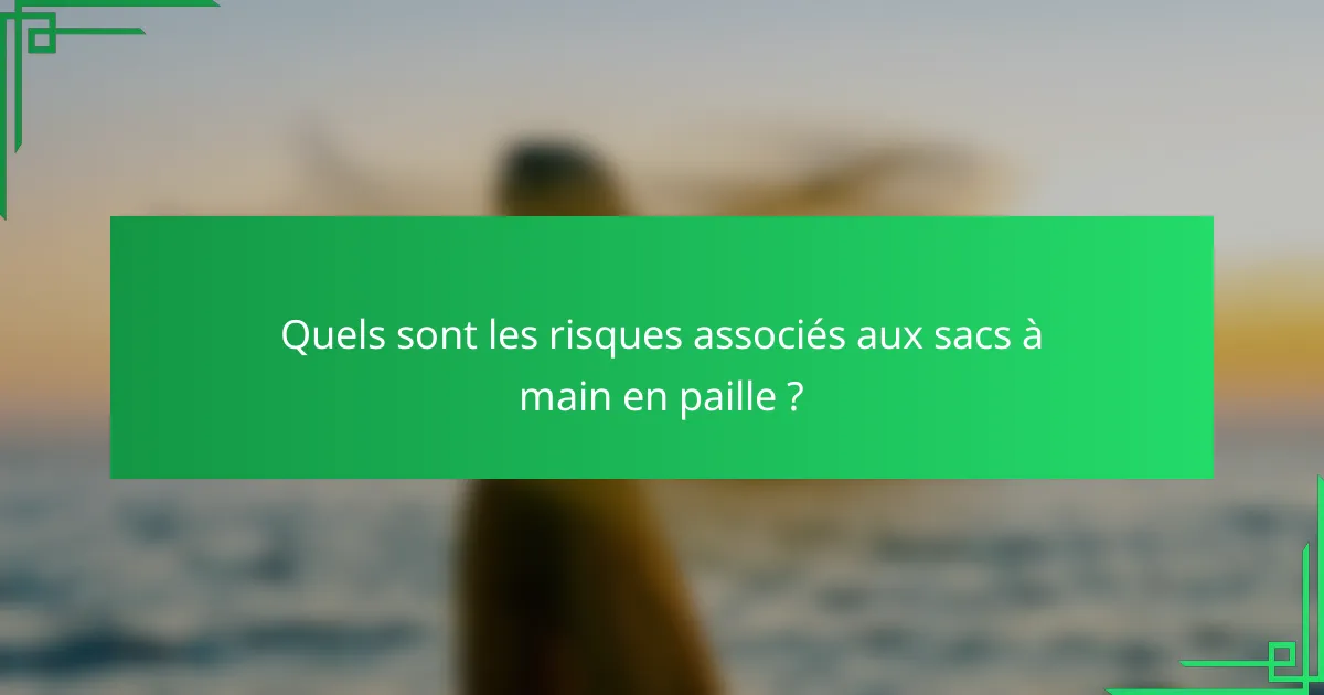 Quels sont les risques associés aux sacs à main en paille ?